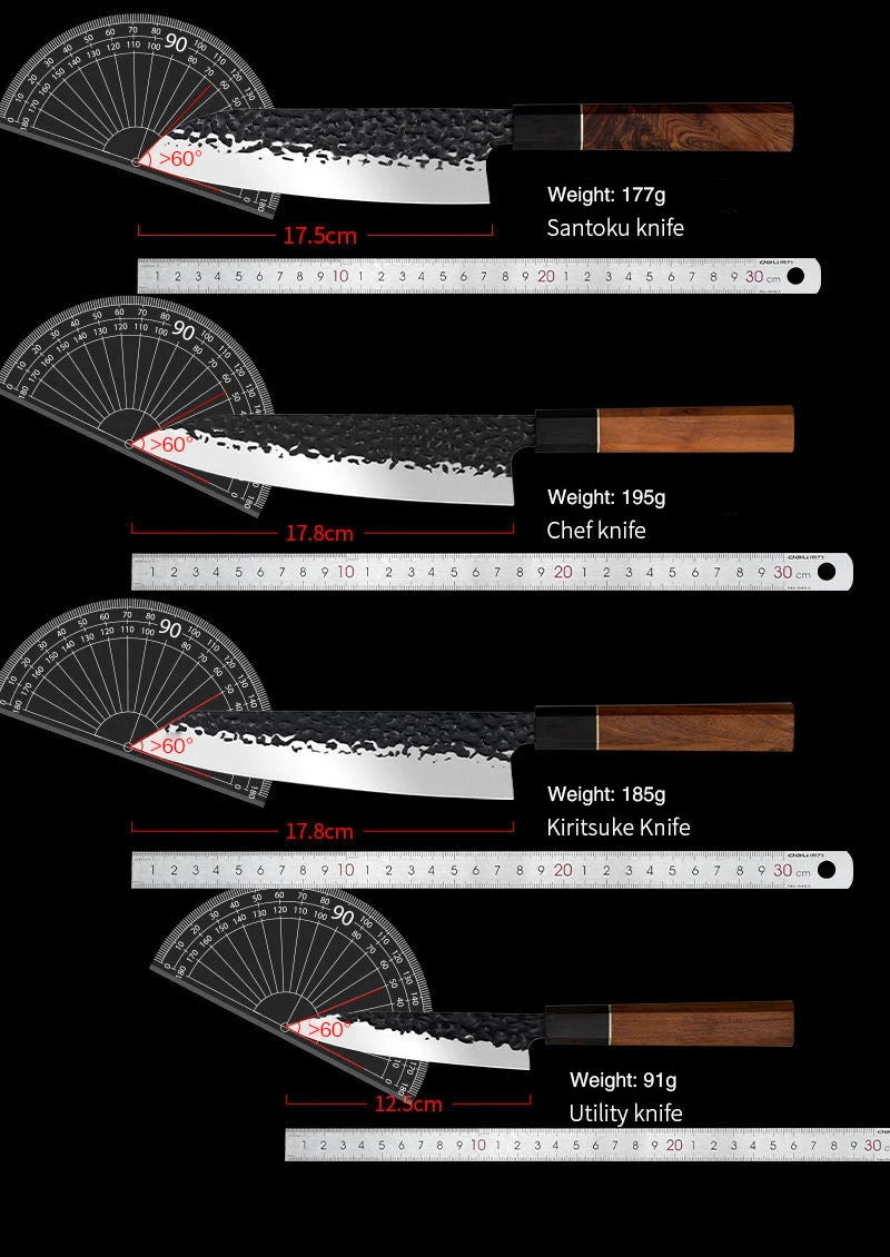 Hammer Forged Chef Knives Set Japanese Knives