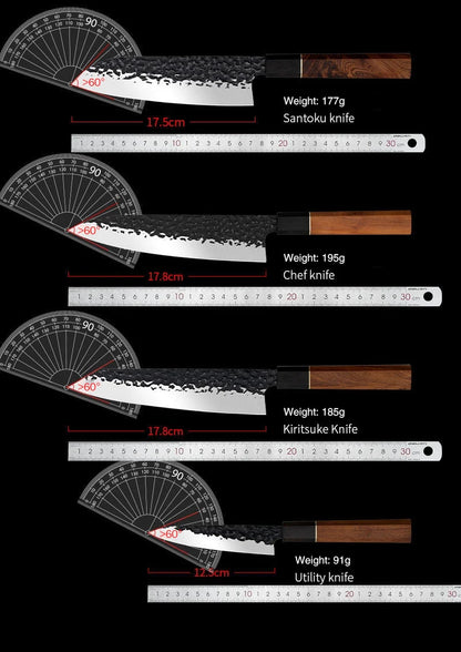 Hammer Forged Chef Knives Set Japanese Knives