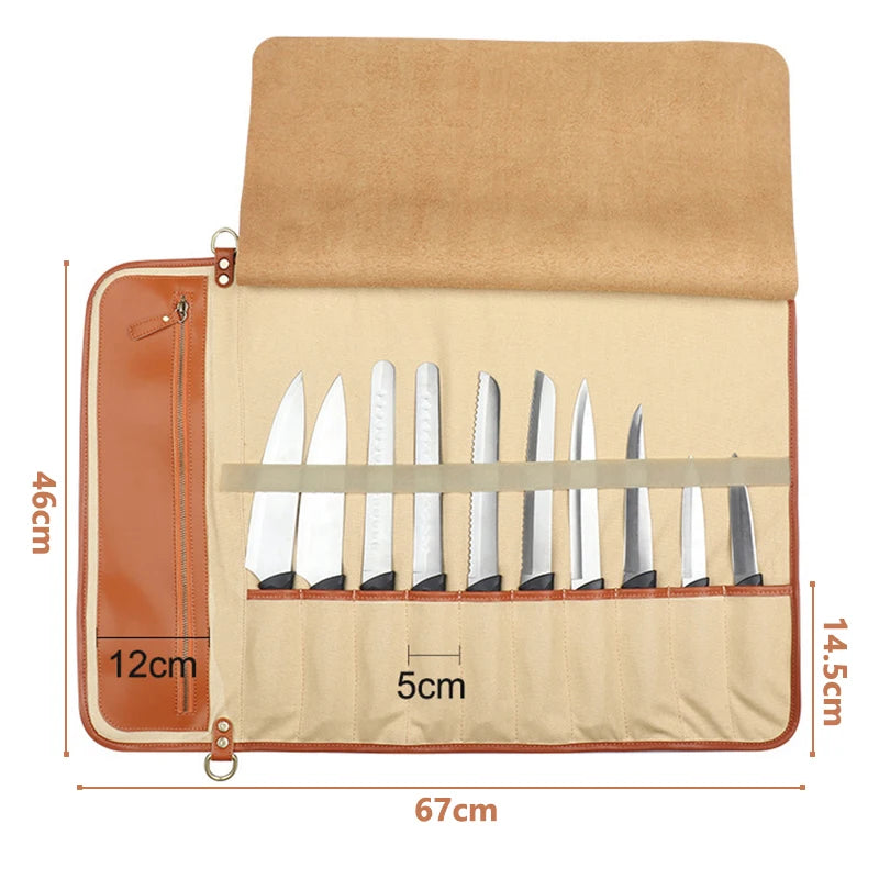 Professional Leather Chef Knife Bag Roll Bag