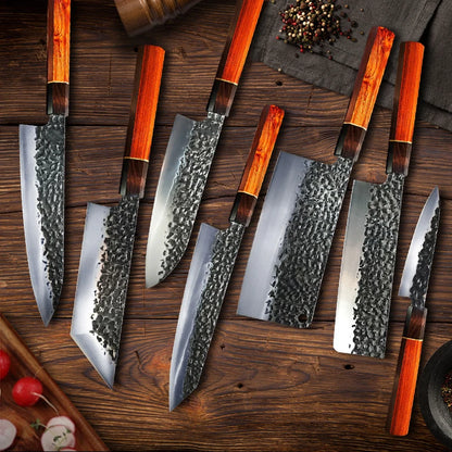 Hammer Forged Chef Knives Set Japanese Knives