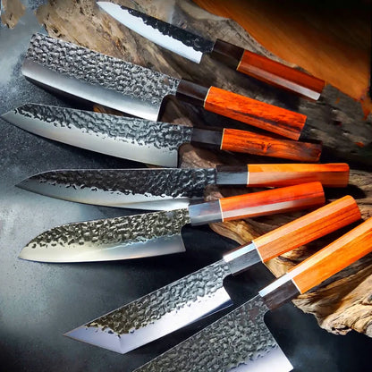 Hammer Forged Chef Knives Set Japanese Knives